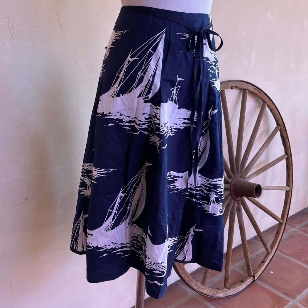 TALBOTS Navy Blue White Nautical Sail Boat Skirt Removable Tie Plus Sz 16W NWT - Picture 12 of 12